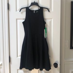 Fit and flare black sleeveless dress
